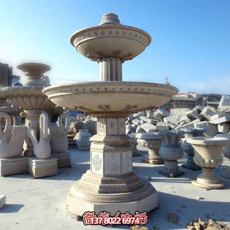 歐式黃銹石噴泉流水轉(zhuǎn)動(dòng)球，點(diǎn)綴酒店會(huì)所景觀