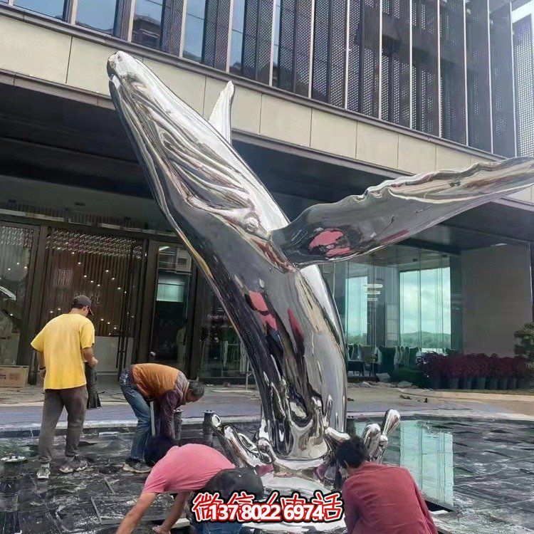 大型不銹鋼鏤空魚類擺件，為戶外水景商場售樓部裝飾