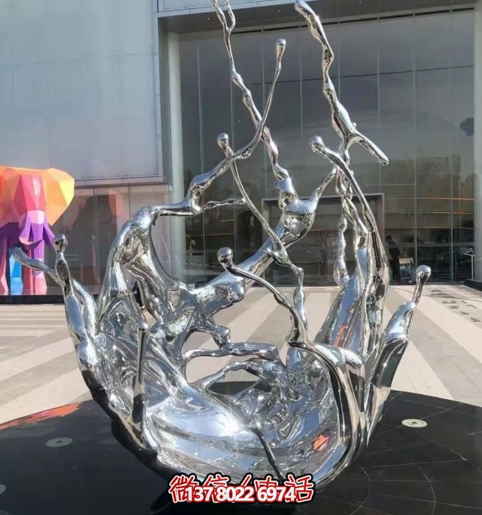 不銹鋼抽象海浪噴泉水景雕塑，開(kāi)啟精致戶(hù)外新景觀(guān)