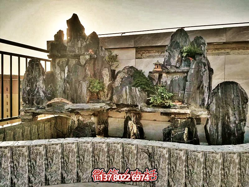 精美小型假山景觀(guān)陽(yáng)臺(tái)擺放裝飾