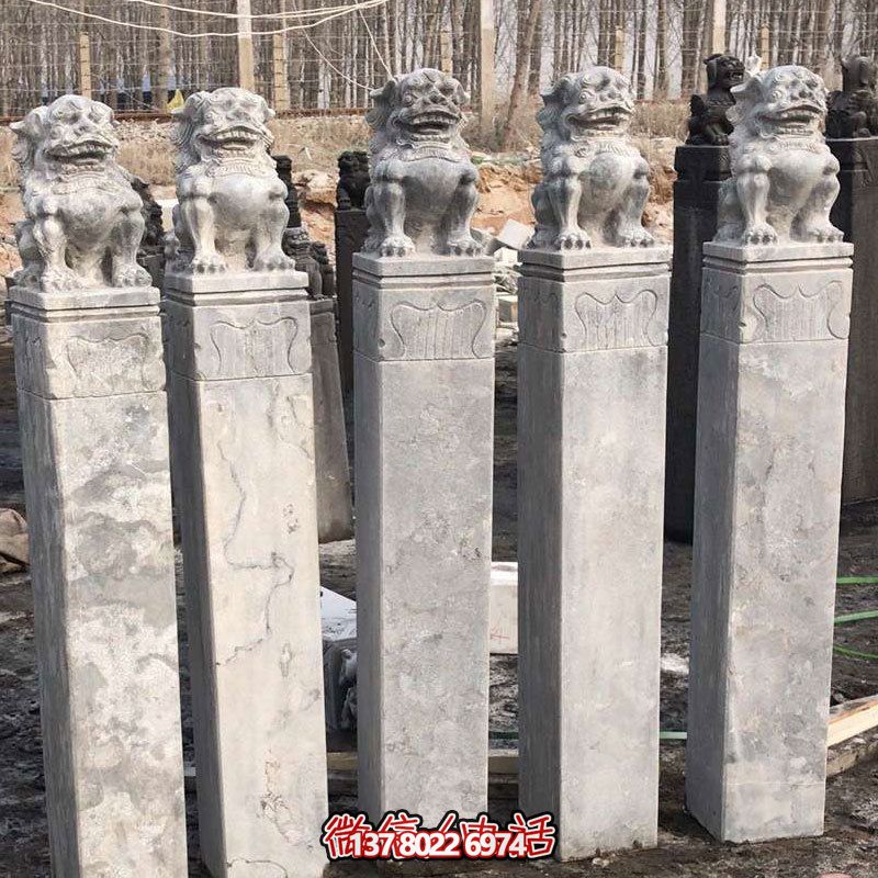 精美大理石獅子拴馬柱，點(diǎn)綴庭院園林