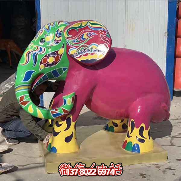 玻璃鋼雕塑大象，彩繪園林景觀