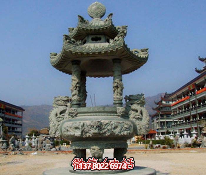 仿古寶蓋龍浮雕香爐，點綴景區(qū)廣場