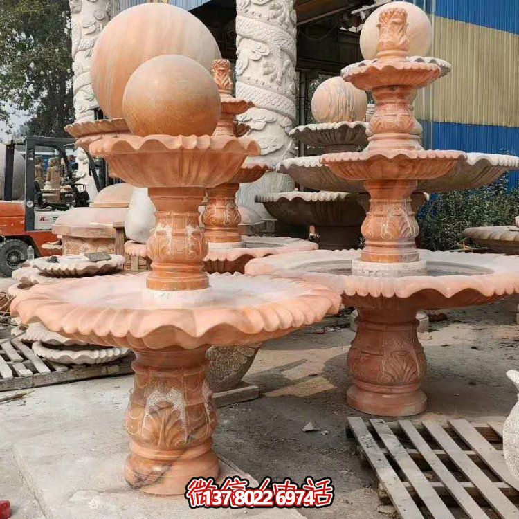 紅晚霞中式二層風(fēng)水球，讓你的庭院擺放流水轉(zhuǎn)運風(fēng)水