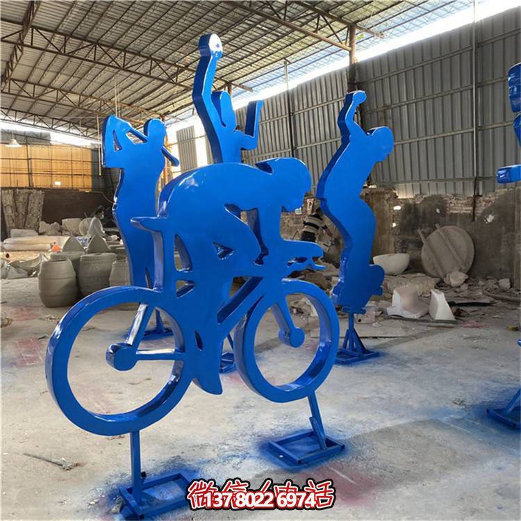 不銹鋼自行車(chē)人物雕塑