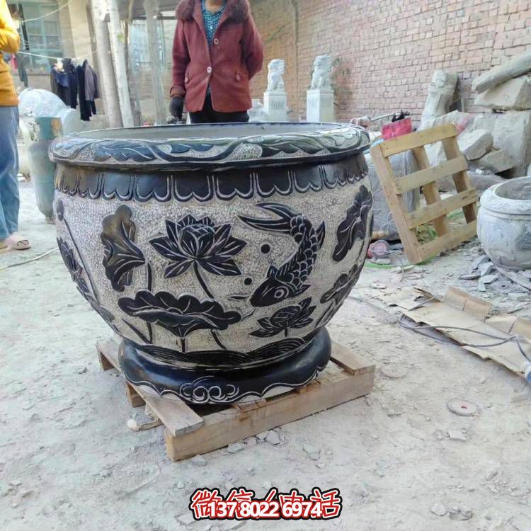 天然石頭缸，仿古雕刻，裝點家園