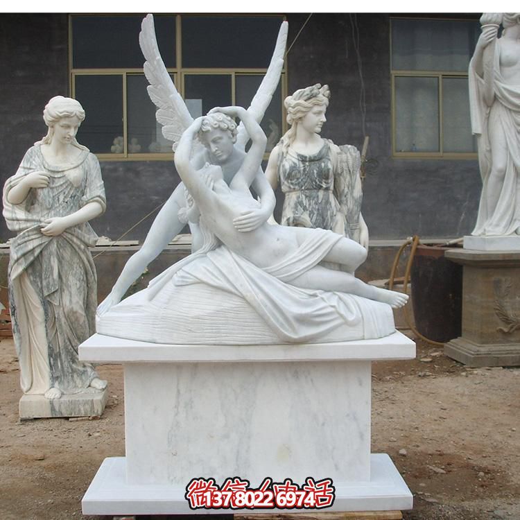 西方天使?jié)h白玉雕塑，美化景區(qū)廣場