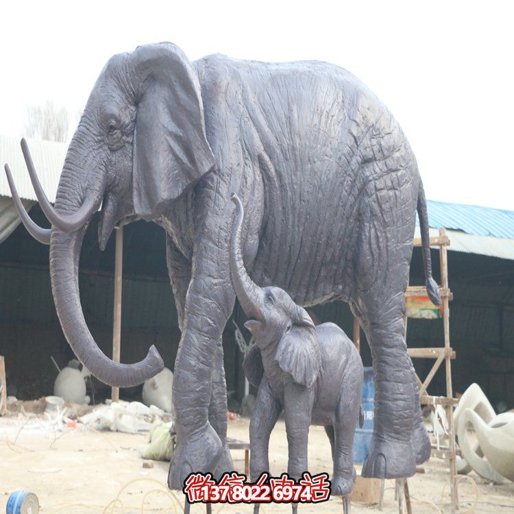 玻璃鋼母子象，大象雕塑