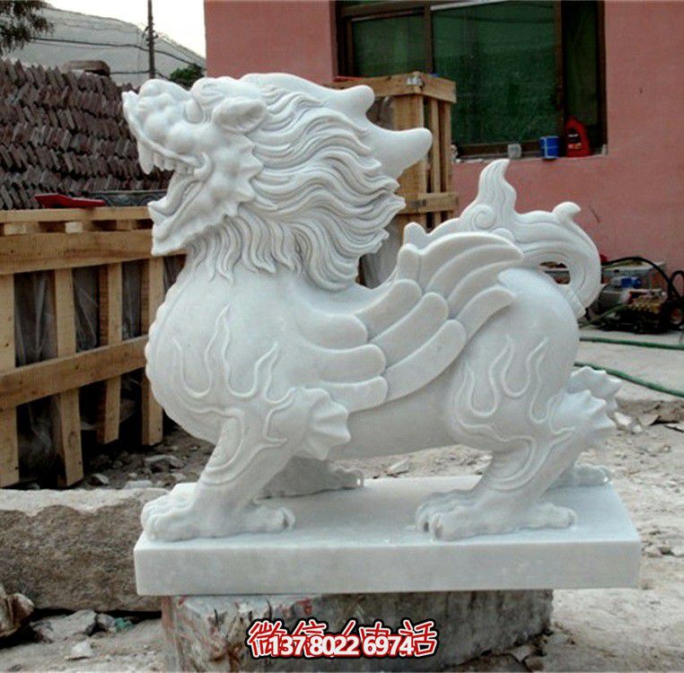 庭院寺廟漢白玉石雕神獸貔貅雕塑 庭院寺廟漢白玉石雕神獸貔貅雕塑