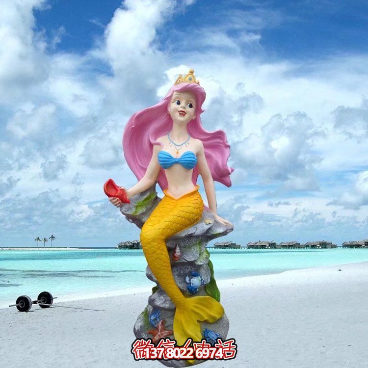 海邊公園擺放的紅頭發(fā)的玻璃鋼彩繪美人魚雕塑 海邊公園擺放的紅頭發(fā)的玻璃鋼彩繪美人魚雕塑