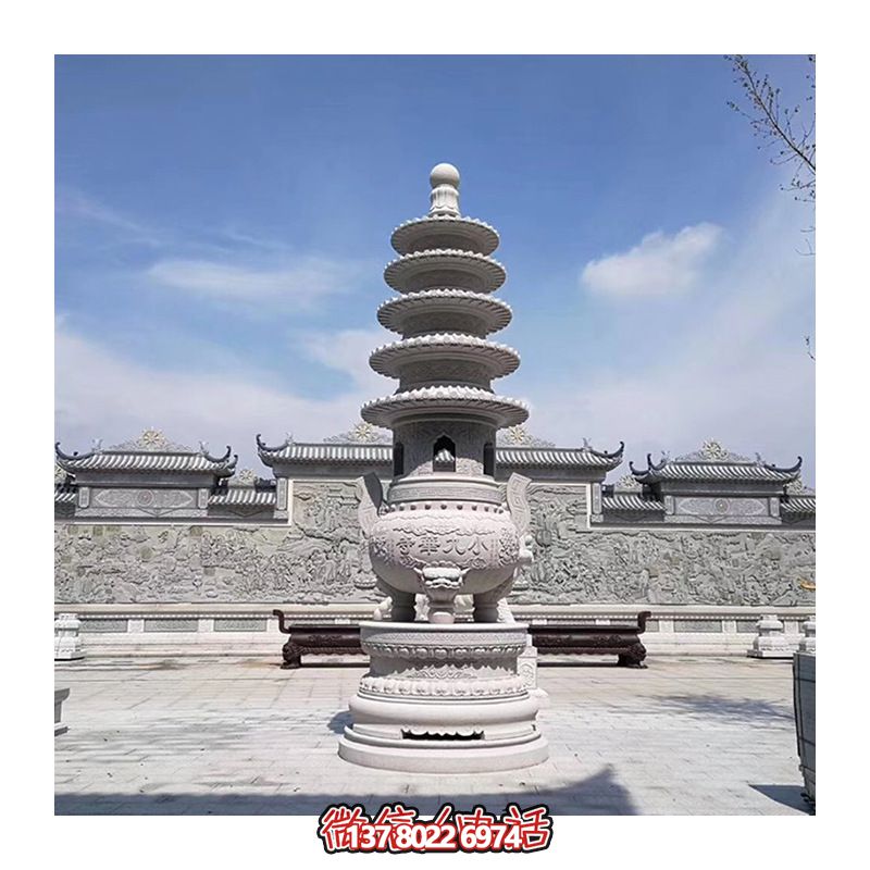 花崗巖石塔寺廟燒香七寶塔石雕 花崗巖石塔寺廟燒香七寶塔石雕