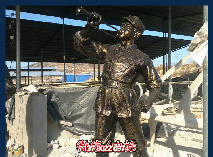 戶(hù)外景區(qū)吹號(hào)角的八路軍雕塑 戶(hù)外景區(qū)吹號(hào)角的八路軍雕塑