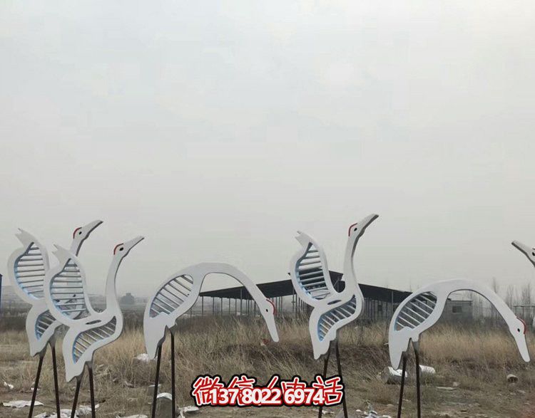 戶(hù)外田野不銹鋼抽象仙鶴雕塑 戶(hù)外田野不銹鋼抽象仙鶴雕塑