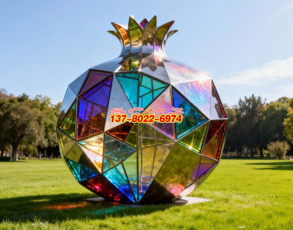 《晶簇同心?榴韻華章》：不銹鋼景觀(guān)雕塑凝萃石榴意象，織就民族團(tuán)結(jié)的絢爛符號(hào)